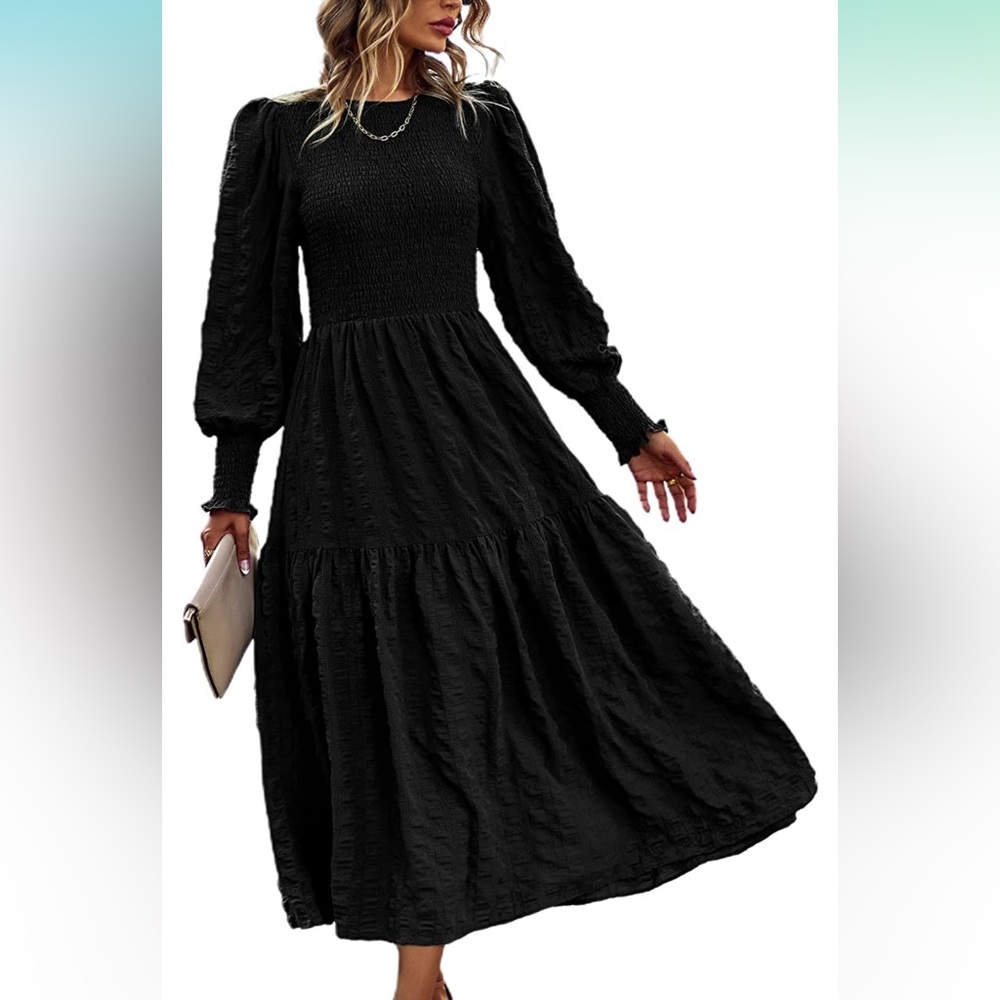 Womens black long sleeve dress